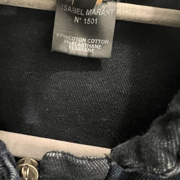 Isabel Marant Denim Shirt Jacket Women’s 2 Dark Wash Full Zip Military Style - Picture 4 of 7